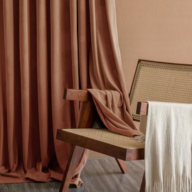 Lazzzy Burnt Orange Velvet Curtains Brown Thermal Insulated 96 Inch Curtain Room Darkening Window Drapes Super Soft Luxury Curtains for Living Room Bedroom Rod Pocket, 2 Panels