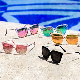 MAXJULI Polarized Classic Retro Cat Eye Oversized Sunglasses Womens Mens Trendy Shades UV400 Sunnies 8136（Purple+Pink）