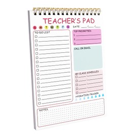 Newkita Teacher To Do List Notepad, 8.3x5.8 Inch Teacher Notepad, Spiral Checklist Notebook for Class Schedules, Daily Planner, School Tasks and Goal Setting (Pink)
