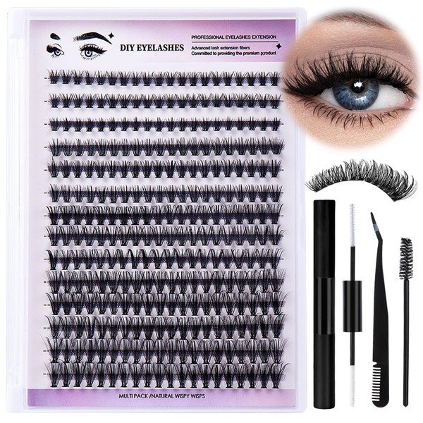 Cluster Lashes Kit - 280Pcs Mix Cluster D Curl DIY