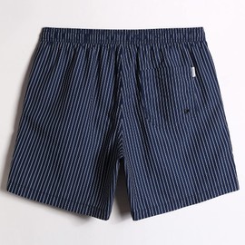 MaaMgic Men's Swimming Trunks Quick Dry Fit Performance Surfing Short with Pockets,Dark Blue Stripes,L