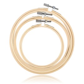 Bewudy 3 Pieces Embroidery Hoops, 4/5/6 inch Round Embroidery Hoops, Round Bamboo Cross Stitch Hoop Adjustable Stitch Hoop for Embroideries Cross Sew Art Craft Sewing