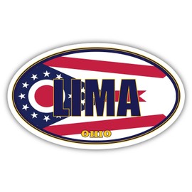 3 Pack 2x3 inches | Lima City Ohio State Flag | OH Flag Allen County Oval State Colors Construction Toolbox, Hardhat, Lunchbox, Helmet, Mechanic, Luggage
