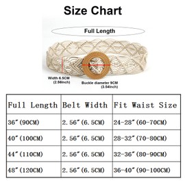 LAND BABEE Boho Braid Belt for Women Fashion Summer Wide Bohemian Woven Waist Belts for Dress Chunky Rope Braided Belt (Black, Fit Waist Size Below 40")