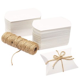 Bright Creations Mini Pillow Gift Box Set with Jute Twine – 100 White Paper Pillow Boxes for Wedding Favors, Candy & Tiny Treasures – Bulk Favor Box Pack (3.5 x 2.5 x 0.95 in)