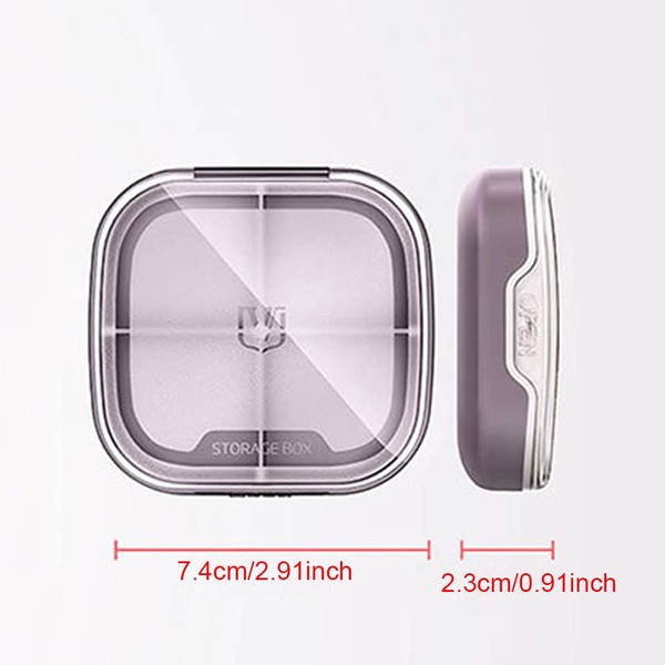 SagaSave Travel Pill Case 4 Compartments Portable Pill Case Dustproof
