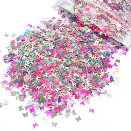 Pink Butterfly Face & Body Glitter - Chunky Glitter - Cosmetic Grade - Uses Include: Festival Rave Makeup Face Body Nails Resin Arts & Crafts, Resin, Tumblers, Bath Bombs - Solvent Resistant
