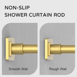 UIOSANRT Tension Shower Curtain Rod 31-92 Inches Non-Slip Shower Rod Tension Mounted No Drill Gold Shower Curtain Rods Spring Tension Rod for Windows Bathroom