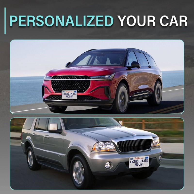 No Drill Front Bumper License Plate Mount Compatible with Lincoln