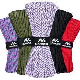 MONOBIN Paracord Rope 100FT for Making Paracord Projects, 4mm 7 Strand Parachute Cord for Lanyard, Survival Bracelets, Clothsline,Hiking (Flag White, 100FT)