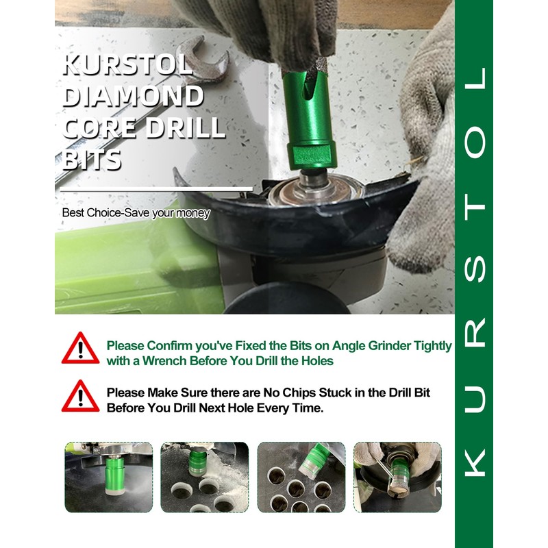 Tile Hole Saw Kit 12pcs- KURSTOL Diamond Core Drill Bits