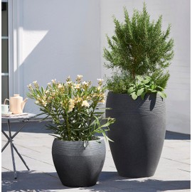Scheurich Planter, Black Granit, Ø 30 cm, Höhe 24 cm