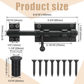 Tandefio 5 Pack 6.3 Inch Slide Bolt Gate Latch with Padlock Hole 304 Stainless Steel Barrel Bolt Latch Heavy Duty Door Security Lock Thickened Door Latch Hardware for Barn Fence Shed Yard Door Latch