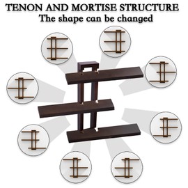 yaqew Variable Floating Shelves Wood Set of 3, Cube Wall Mounted Shelves 28.35" Max, Wall Shelves for Living Room Bathroom Bedroom Farmhouse - Light Walnut Color - 28.35" x 23" x 4.3" Max