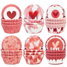 qiqee Valentine 300-Count Cupcake Liners Standard Cupcake Cups 6 Design Cupcake Papers Baking Cups Cupcake Wrappers (Standard Size)