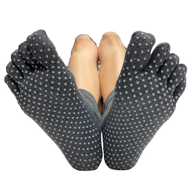COUVER Charcoal No Skid No Slip Sole Yoga 5 fingers