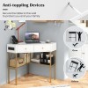 Costway Corner Desk w/ Built-in Charging Station Open Shelves &