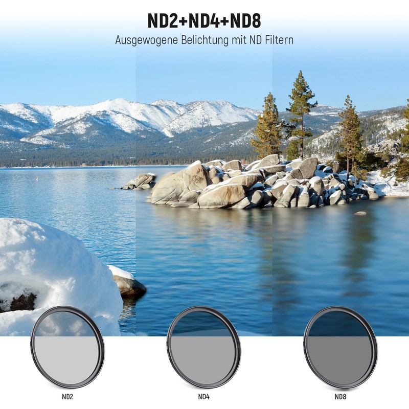 NEEWER 55mm ND Filter Kit & Objektivzubehör, ND2 ND4 ND8