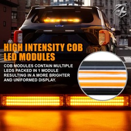 Xprite 35" Amber COB LED Emergency Traffic Advisor Strobe Chase Light Bar, Safety Warning Rear Window/Deck/Dash Flashing Directional Lightbar for Construction Vehicles Tow Trucks