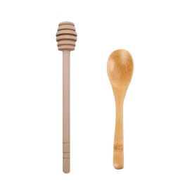 2 Pcs Wooden Honey Spoon & Honey Dipper Stick Set, 15cm Honey Stirrer for Honey, Jam, Syrup, and More - Eco-Friendly Bamboo Honey Mixing Tools