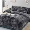 chovy Faux Fur Tie-Dyed Black Gray White Colorful Comforter Sets