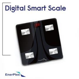 EnerPlex Fit 2020 Model Bluetooth Body Fat Scale, Weight Scales Digital Smart Body Composition Wireless Analyzer BMI Scale Health Monitor with Smartphone APP, 396 lbs BLACK