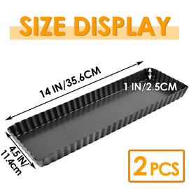 Cyimi 14 Inch Rectangular Tart Pan Set of 2, Nonstick Quiche Pie Pan with Removable Bottom Tart Pan for Pies, Quiche Bakeware, Cheese Cakes, Desserts