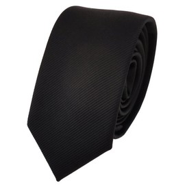 TigerTie - Slim Designer Tie in Plain Rips Patterned, black