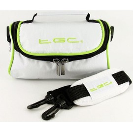 Canon PowerShot G7X Camera Case Bag by TGC ® with shoulder strap and Carry Handle (Cool White With Electric Green Trims)