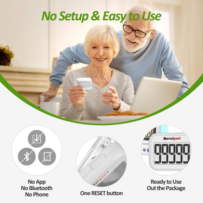 3D Pedometer for Walking, Simple Step Counter for Walking with