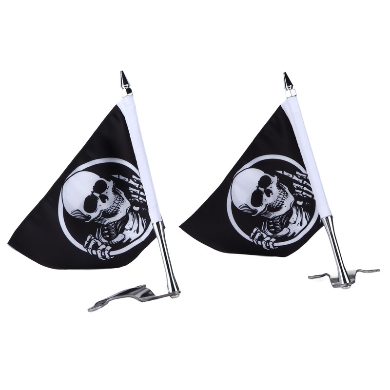 Trunk Lid Flagpole Mount Kit with Skull Flag L R