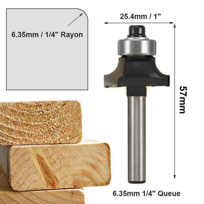 LUMBER JACK 4 Piece Round Over Router Bits 1/4 Shank,