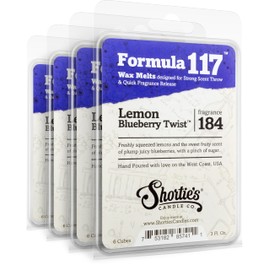 Shortie's Candle Company Lemon Blueberry Twist Wax Melts Bulk Pack - Formula 117-4 Highly Scented 3 Oz. Bars (12 Oz. Total) - Made with Natural Oils - Fruit & Berry Air Freshener Cubes Collection