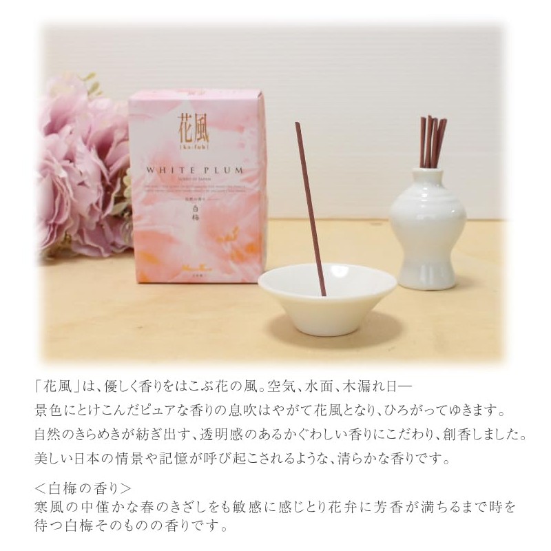 Mini Incense Sticks, Flower-style, Smoke-less, Refreshing Scent, White Plum, 2.8