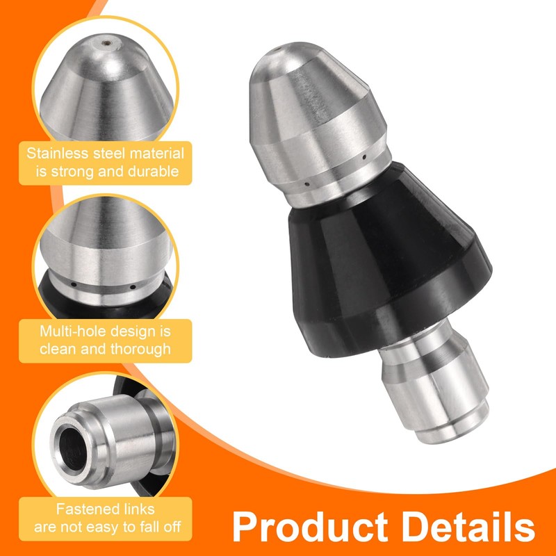 HARFINGTON Pressure Washer Sewer Nozzle 3/8" Quick Connect 5000 PSI