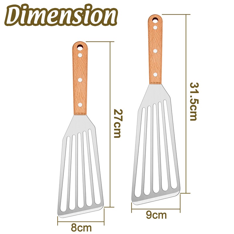 HaWare Slotted Spatula, Stainless Steel Fish Spatula with Solid Wooden