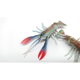 Predilures Crayfish Lure 3D Combo pack 2 X 110mm 16g real action rattle swim Paddle Tail Lobster Shrimp Prawn Bait TOXIC BLUE