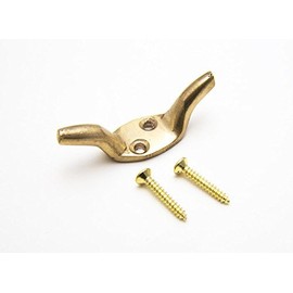 CLEAT HOOK CURTAIN TIE BACK HOLD BACK 2" + SCREWS BRASS CORD TIDY PACK OF 2