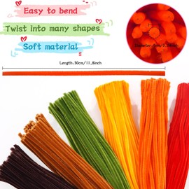 URSDIART 500pcs Pipe Cleaners Chenille Stems,6 Assorted Colors Pipe Cleaners Crafts, Fuzzy Wire Chenille Stems Bulk for Art and Craft Projects Flowers Creative Gift Party Decorations (Fall Color)