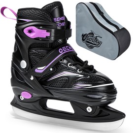 OBENSKY Adjustable Ice Skates for Kids Boys Girls with Skate Bag, Kids Hockey Skates for Outdoor and Rink, Soft and Comfortable Lining Ice Skating Shoes