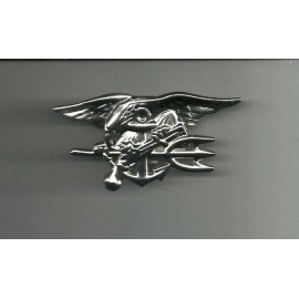 USN NAVY SEAL SEALS TEAM METAL 2.75" BADGE SILVER PIN