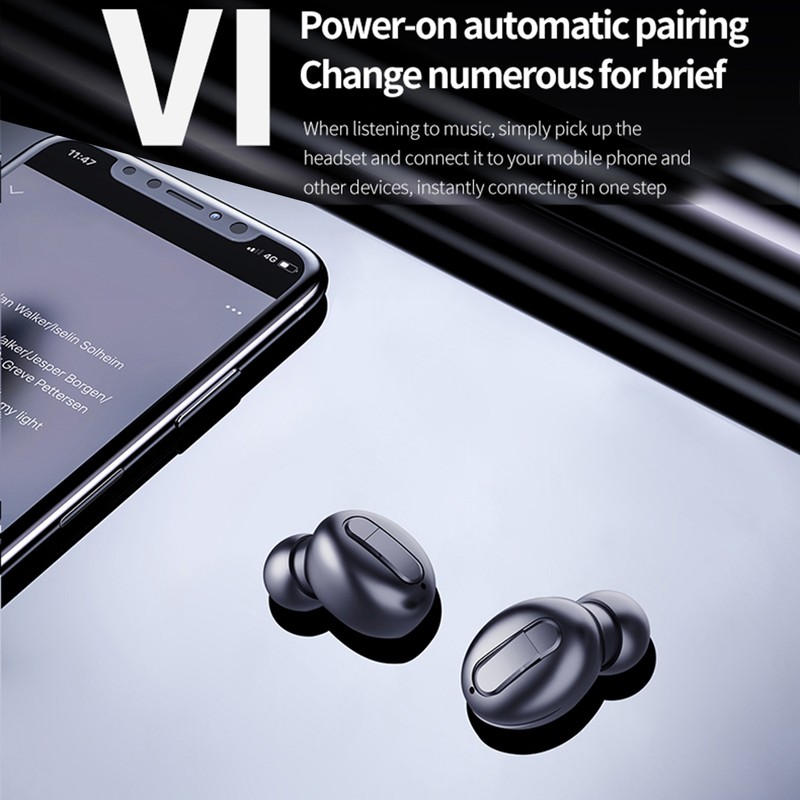 True Wireless Earphones Bluetooth 5.0 Headphones with Mic IPX5 Waterproof