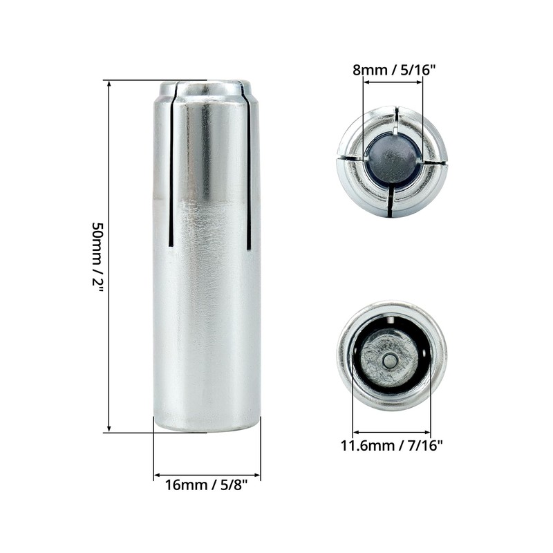 QWORK Drop-in Anchor, 50 Pcs 1/2"-13 Inner Female Thread Expansion