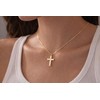 14K Gold Cross Necklace for Women Small Diamond Pendant Charm