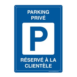 AUA SIGNALETIQUE - Pre-Drilled Sign (4 Holes) with Rounded Corners - Rigid PVC 1.5mm - (150 x 210mm, Private Parking)
