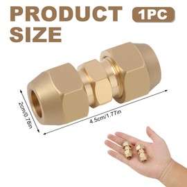 3/8 Klimaanlagen Verschraubung Set, 2 Stück Doppelnippel für Kupferrohre, Kupferrohrverlängerung für Gelenk Doppelverbinder, 9.52mm Kupferrohr, Messing, Mit Muttern, kältemittelleitung 3/8