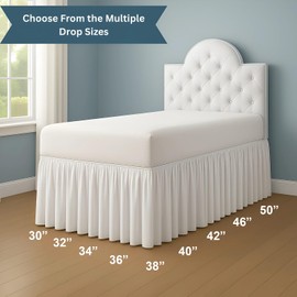 Cottingon Ruffled Dorm Sized Bed Skirt, 100% Microfiber, College Room Essential Extended Extra Long Dust Ruffle, White, Twin XL-46