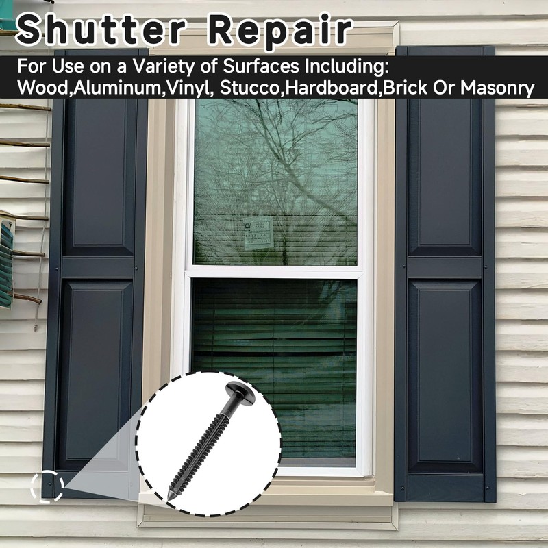 36Pcs 3 Inch Vinyl Shutter Fasteners Strongest Shutter Screws Window