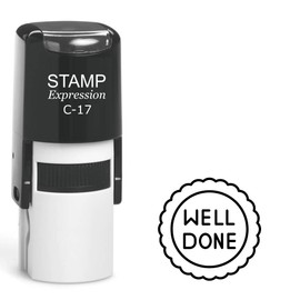 stampexpression - Well Done Double Circle Teacher Self Inking Rubber Stamp - Black Ink (A-63291)