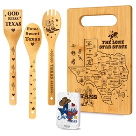 Texas Gifts Cutting Board Set of 6 for Women with Spoons & Sponge, Home Sweet Texas Theme Gifts for WesternTexas Lovers, Aztec Kitchen Decor Gift for Birthday Housewarming Mothersday